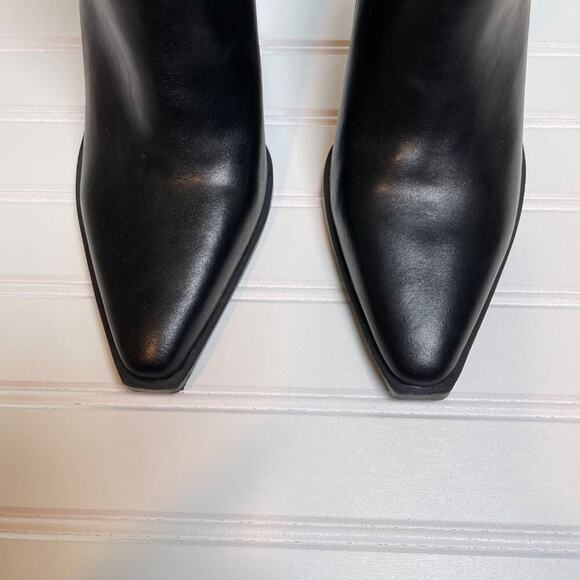 Steve Madden Silvee Womens Ankle 9.5M Black Leather Snip Toe Block Heel Side Zip - Picture 9 of 16